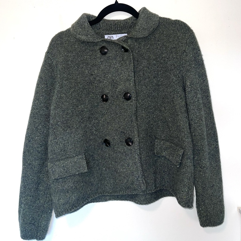 Zara Women's Wool Blend Double-Breasted Jacket 0006